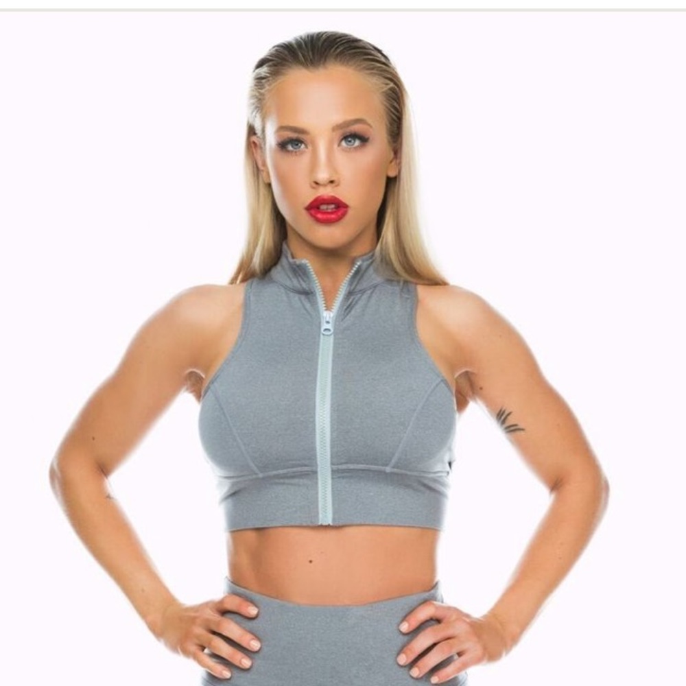 CHARCOAL ZIP CROP